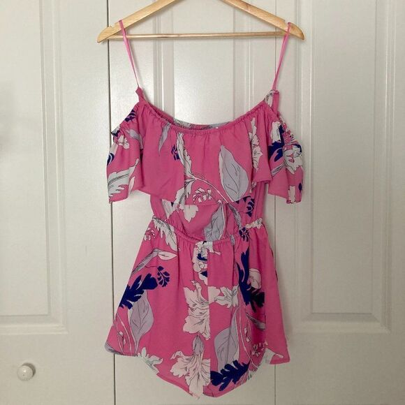 Yumi Kim Eastern Garden Pink Off The Shoulder Romper NWT size XS - Picture 5 of 8